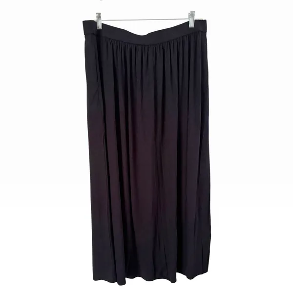NWT OGL Soft Linen Knit Gathered A Line Maxi Skirt Size XL Navy Blue Pockets - Image 3