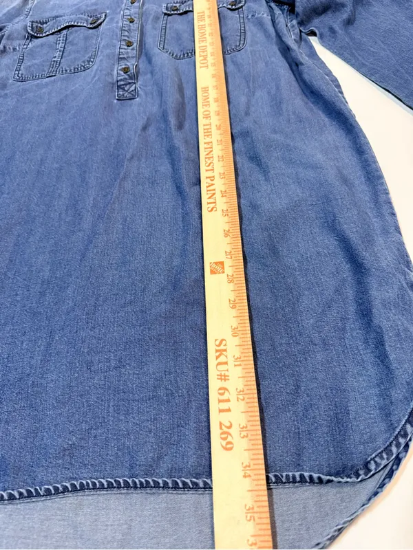 Fossil Blue Denim Shirt Dress size L - Image 4