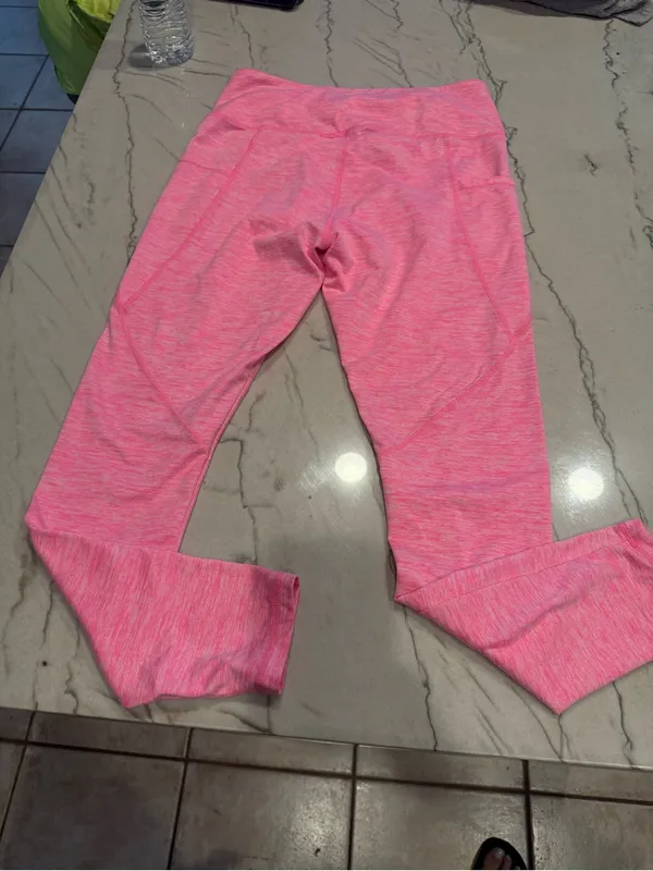 Cabana by Crown & Ivy Pink Space Dye High Waisted Athletic Leggings Pockets Med - Image 6