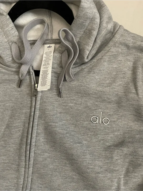 ALO Yoga NWT Accolade Full Zip Hoodie Athletic Heather Grey Relaxed Fit Size L - Image 7