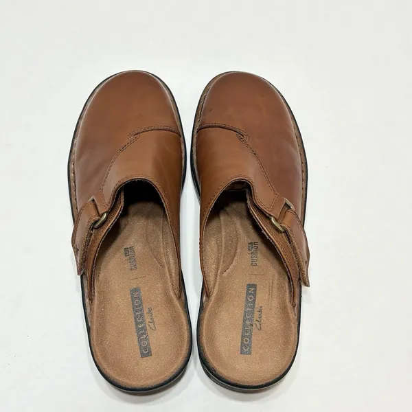 Clarks Women's Brown Leather Soft Cushion Clog Mule Size 7.5 Slip On - Image 4
