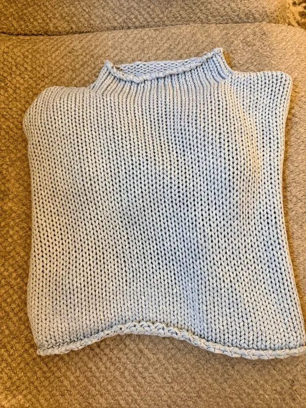 Altar'd State Light Blue Mock Neck Open Knit Sweater Medium - Image 4