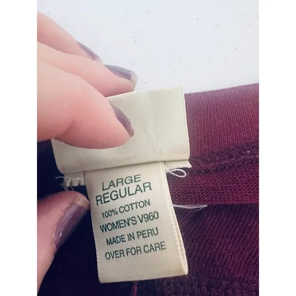 Vintage LL Bean Cotton Maxi Dress Maroon‎ Large Cottagecore Modest Prairie - Image 5
