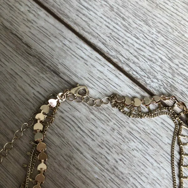 H&M Gold Layered Crescent Moon Necklace - Image 3