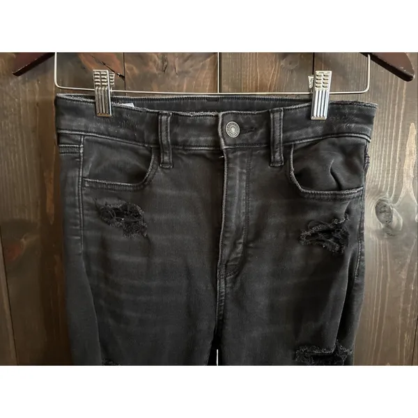 American Eagle Womens 4 Black‎ Next Level Stretch Super High Rise Jeggings - Image 2