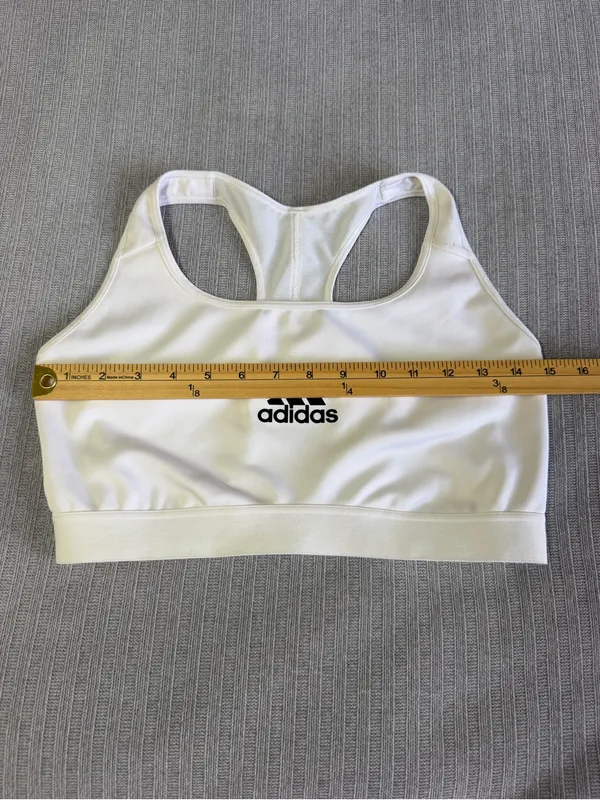 adidas White Sports Bra with Black Logo - Racerback Athletic Bra - Image 5