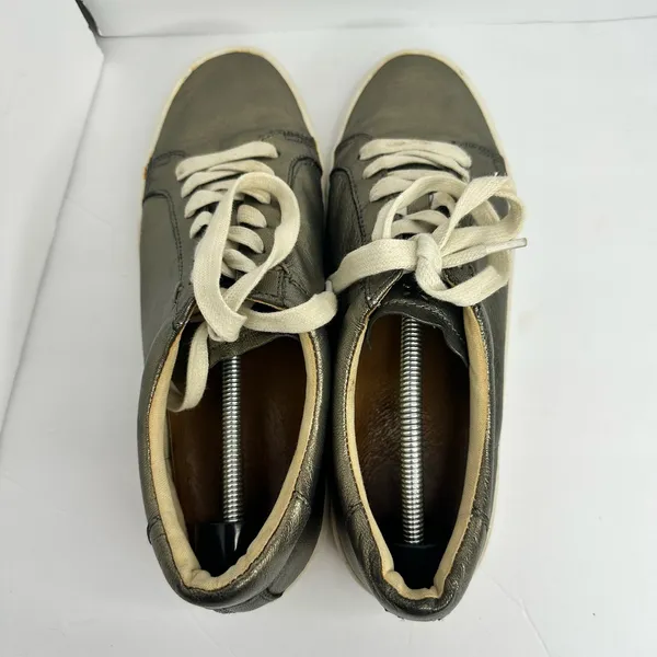 Frye Womens 8.5 Kerry Metallic Leather Low Top Sneakers Gold Pewter Urban Chic - Image 13
