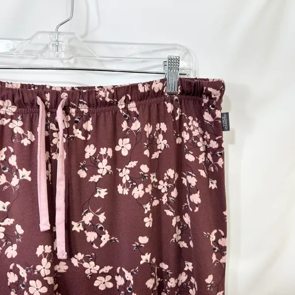 Vince Camuto XL Pajama Set Burgundy Floral Long Sleeve‎ Pants Feminine 651 - Image 6