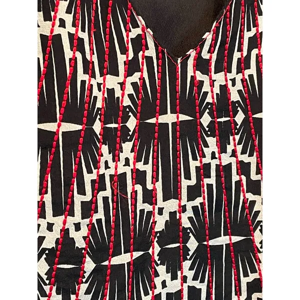 Anthropologie Chloe Oliver Embroidered Silk Geometric Shift Dress Medium - Image 7