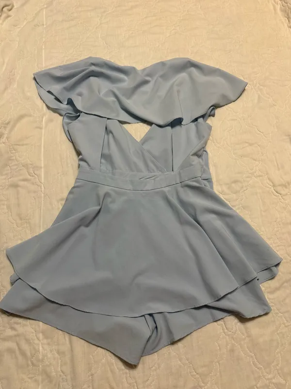 Boutique Wrap Tie Romper Blue Size L - Image 3