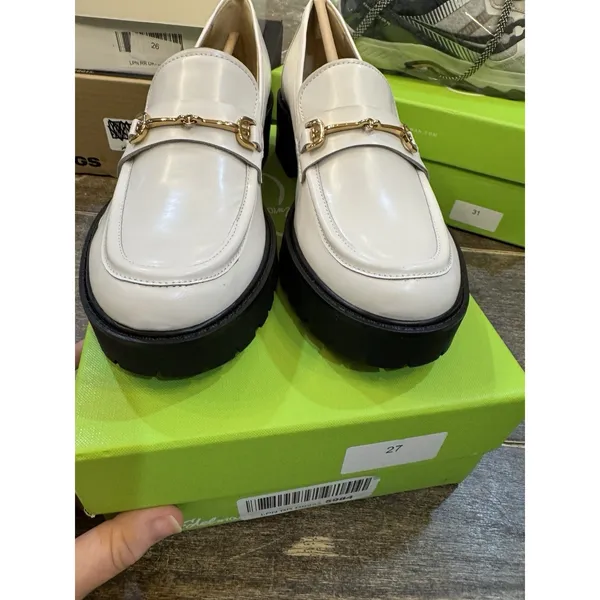 Sam Edelman Womens Tully White Shiny Box Size 8.5‎ Lug Sole Equestrian - Image 6