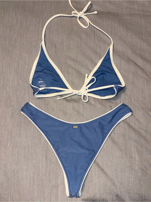 Rip Curl Small Blue Bikini Set, Shell, Triangle Top and High Leg Bottoms, Tillys - Image 8
