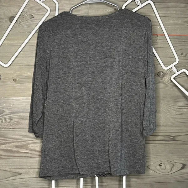 Ellen Tracy sequin 3/4 sleeve top size L - Image 4