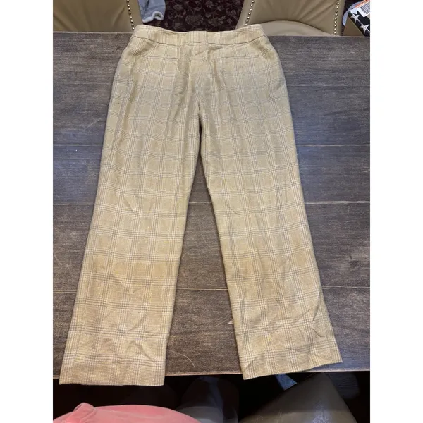 Vintage Carlisle Silk Wool Blend Textured Plaid Trouser Size 14‎ Lined - Image 5