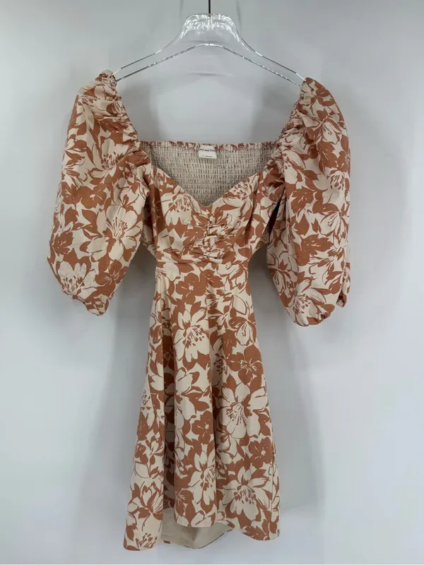 Lovers‎ + Friends Kacey Mini Dress in Carmel Brown Floral Print Size xs - Image 4