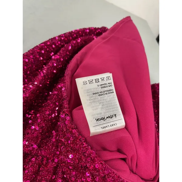& Other Stories Womens Dress Pink Sequin V-Neck Long Sleeve Mini 4 - Image 4