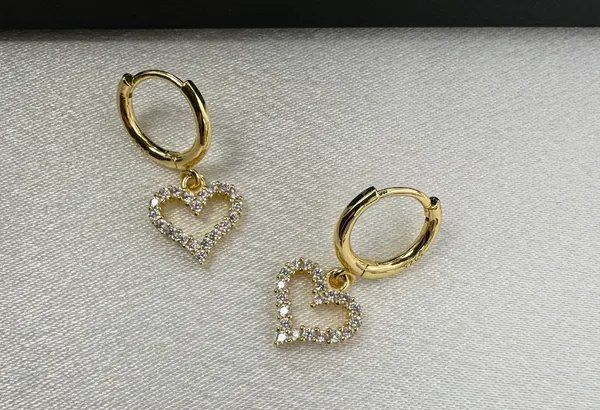CZ Love Heart Dangle Drop Earrings for Women - Image 2