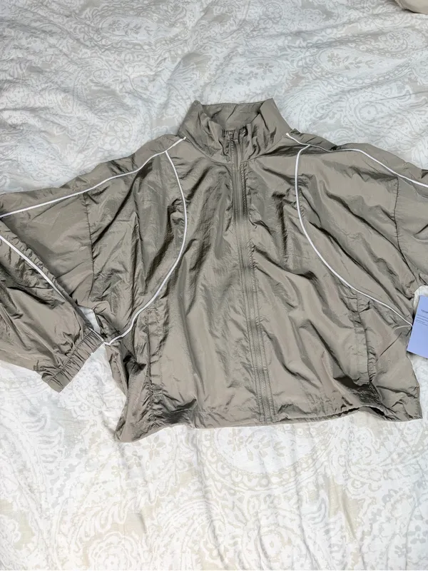Avia Beige Bomber Jacket with White Piping - Women - Image 8