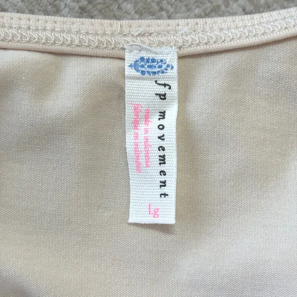 Free People Movement Bodysuit L Beige Scoop‎ Neck High Cut Stretch Leotard Thong - Image 9