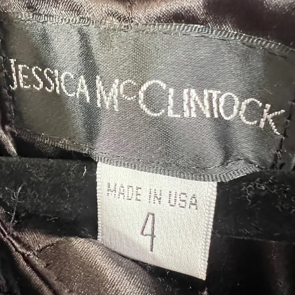 Jessica McClintock Maxi Dress Sz 4 Black Vintage Ruched Prom‎ Gala Formal Y2K - Image 3