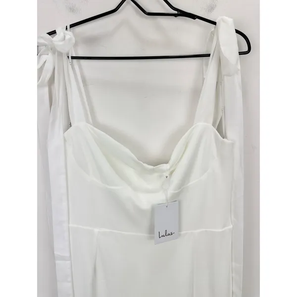 Lulus Splendid Love White Bustier Tie-Strap Mermaid Maxi Dress Wedding Large NWT - Image 13