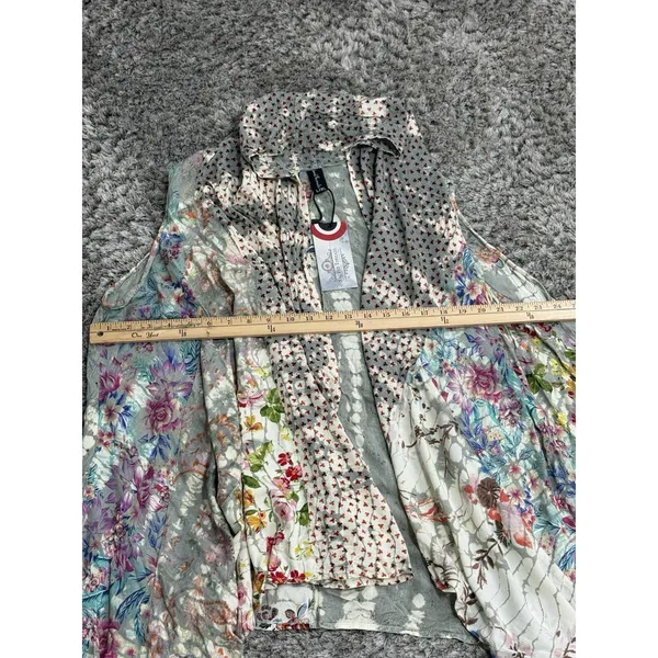 Women’s Floral Patchwork Kimono Duster Vest Cover Up Boho Hippie Size L/XL NWT - Image 13