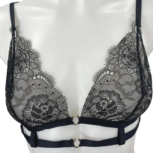NEW Intimissimi Black Floral Lace Strappy Cami Camisole Lingerie Bra Top Sz 36B - Image 3