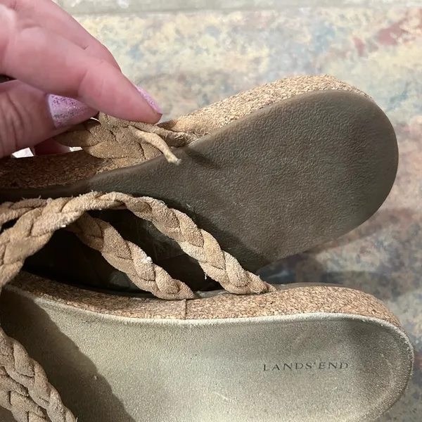 lands end sandals | size 8 sandals | finely cork bottom braided thong sandals - Image 6