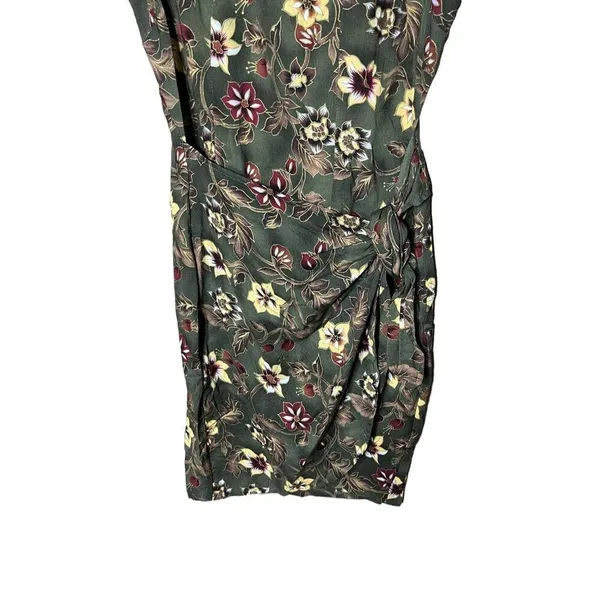 Vintage Tickets 90s Green Floral Print Wrap Dress‎ Size 5/6 - Image 3