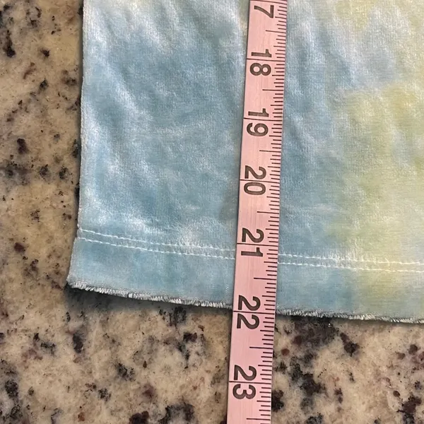 Free People Top Womens XL Pastel Tie Dye Velvet Boho Short Sleeve Raw Hem Tee - Image 6