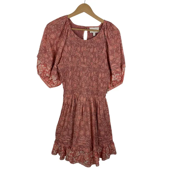 NEW Cleobella Mina Mini Dress Camala Floral Large Pink Smocked Organic Cotton‎ - Image 2