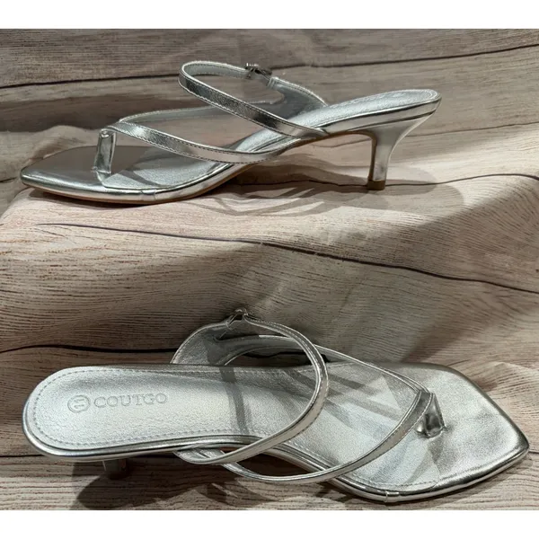 Coutgo Women's Square Open Toe Low Heel Sandals NIB Size 11 - Image 5
