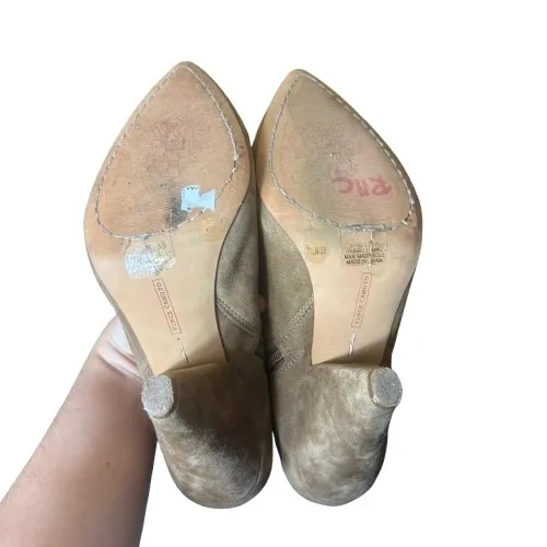 Vince Camuto Movinta Suede Western Ankle Booties Taupe Pointed Toe Size 7.5M - Image 6