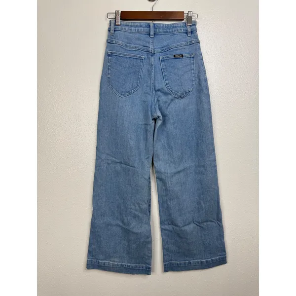 Rollas Sailor Jeans Light Blue Organic Cotton High‎ Rise Wide Leg Denim 26 - Image 2
