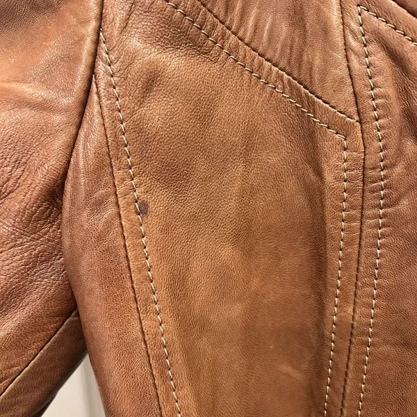 Vintage Skin Gear Brown Napa Leather Trench Coat Long Belted Button Front Medium - Image 4