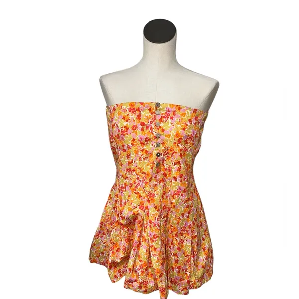 NWOT Free People Made Me Smile Printed Mini Dress Citrus Combo XL - Image 10