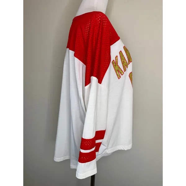 National Football League Kansas City Chiefs Red Gold Glitter Jersey Top Size Medium - Image 4