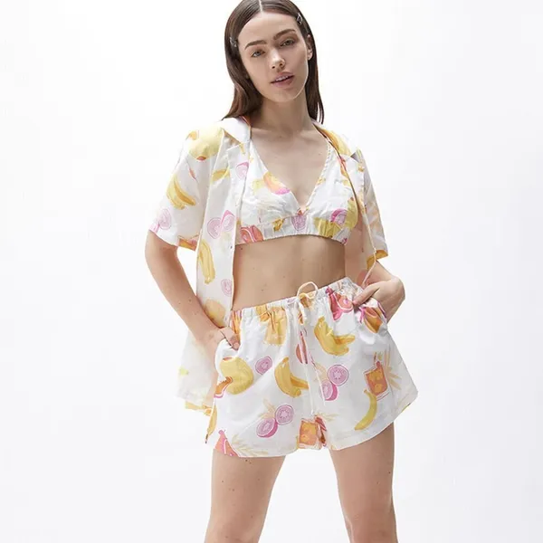 Charlie Holiday Indie Fruit Print Shirt Shorts Matching Two Piece Vacation Set - Image 2