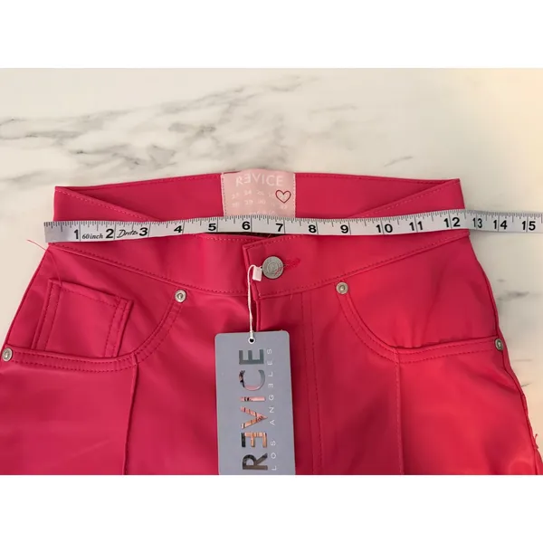 Revice Denim‎ Venus Flares Pink Halo Vegan Leather Star Seam Pants Womens 27 NEW - Image 11