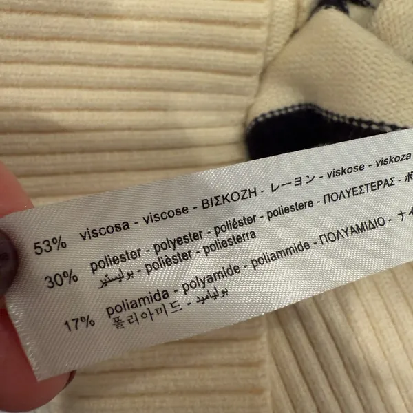ZARA Stripe Cardigan Sweater in Ivory and Black‎ Stripes button front - Image 6