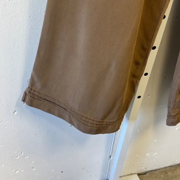 Vintage Soft Surroundings Brown 100% Silk Wide Leg Pants Pintuck Hem Size Large - Image 9