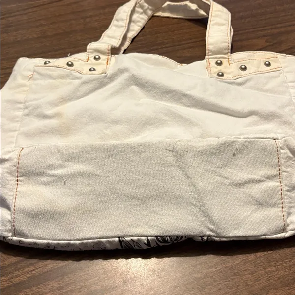 True Religion Canvas Tote Bag Magnetic Closure Floral Buddha Boho - Image 3