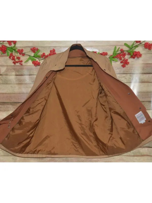 VTG London Fog Jacket Womens 10 Tan Brown Hooded Rain Coat Weatherwear Zip Liner - Image 13