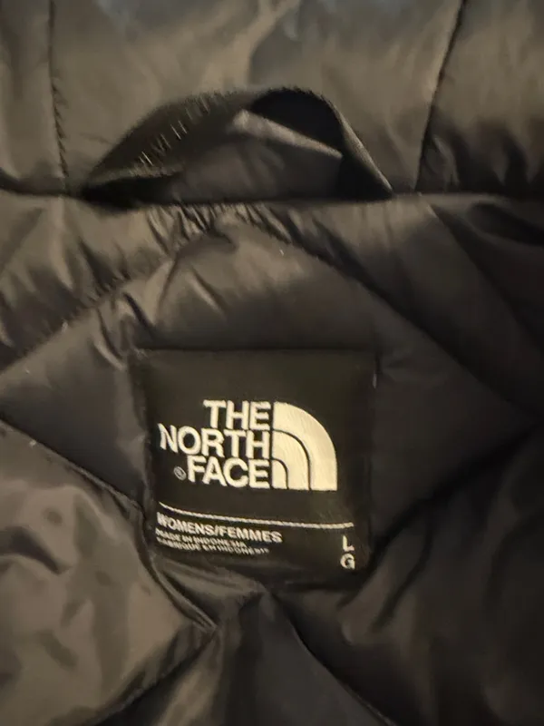 THE NORTH FACE Insulated Black Hooded Parka long size L 100% nylon and Goose - Image 8
