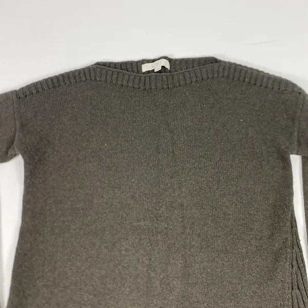 LOFT Sweater Tunic Womens‎ Medium Brown Ribbed Back Side Slit Long Sleeve Knit - Image 3