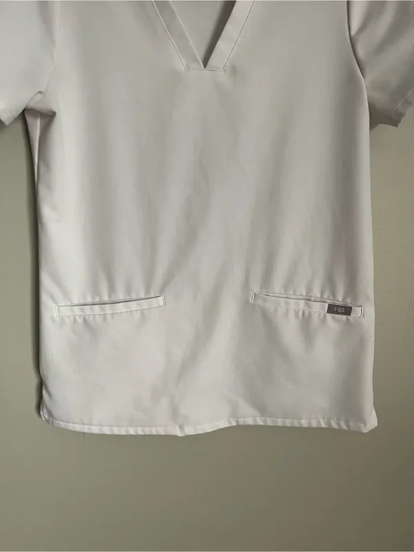 FIGS White V-Neck Scrub Top Sz XS - Image 3