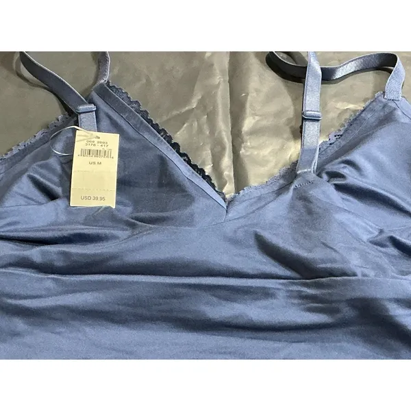 Aerie Bralette Women's M Blue Lace Trim Wireless Longline Adjustable Straps NWT - Image 5