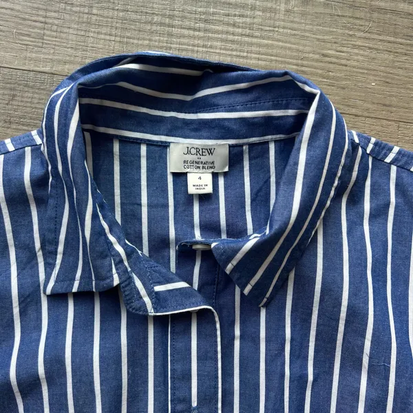 J. Crew Striped poplin pleated shirt-dress - Image 4