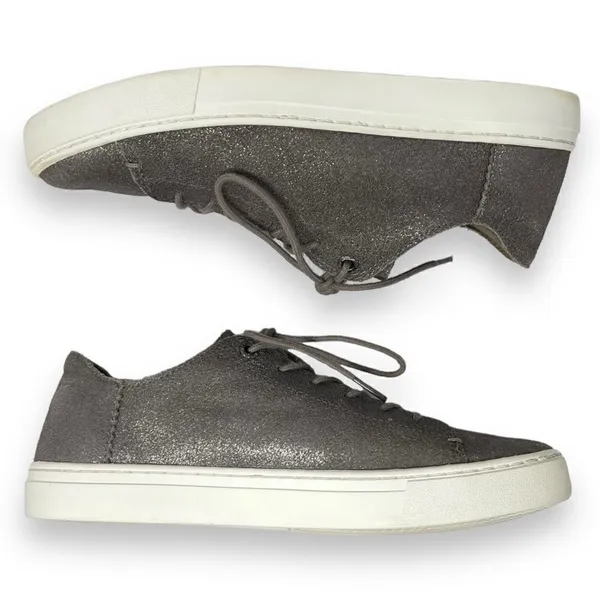 TOMS Lenox Pewter Metallic Leather Casual Lace Up Women's Sneakers Size 8.5 - Image 5