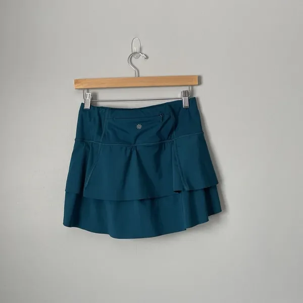 Athleta Momentum Skirt Skort Costal Teal Size Women's XS Ruffle Tennis Athletic - Image 4